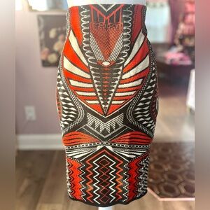 Hera Collection Red and Black Geometric Skirt